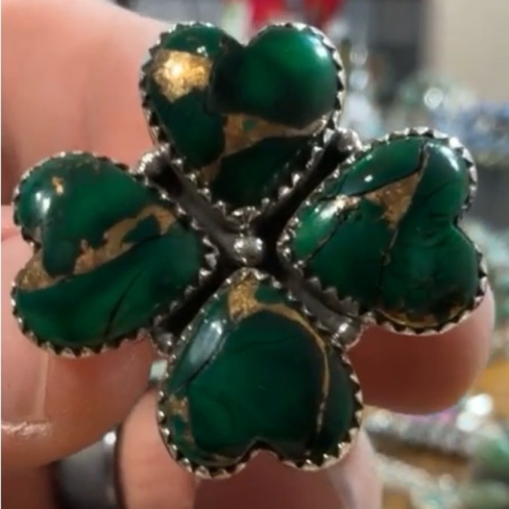 Irish Dahlia Turquoise 925 Sterling Silver Adjustable Ring GoodGemsForYou